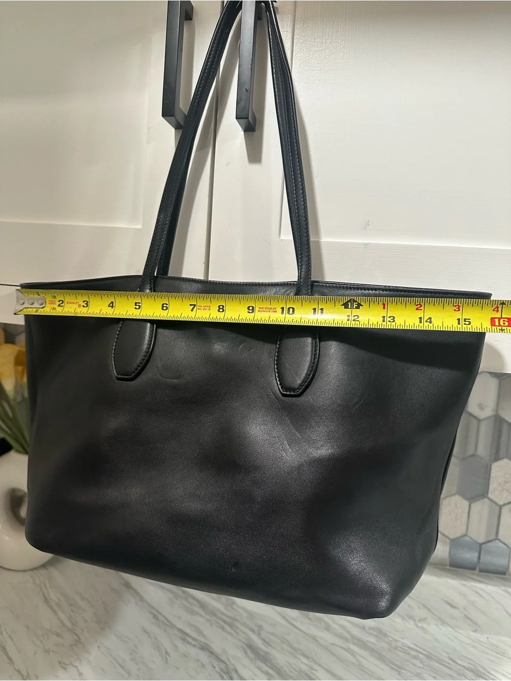 Salvatore Ferragamo Black Leather Tote with Gold Hardware